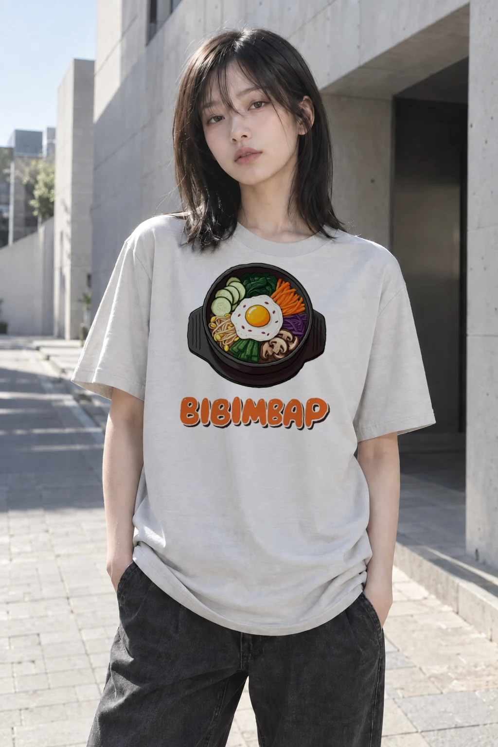 "Bibimbap Bowl" Heavyweight Unisex Crewneck T-shirt | Gildan 5000