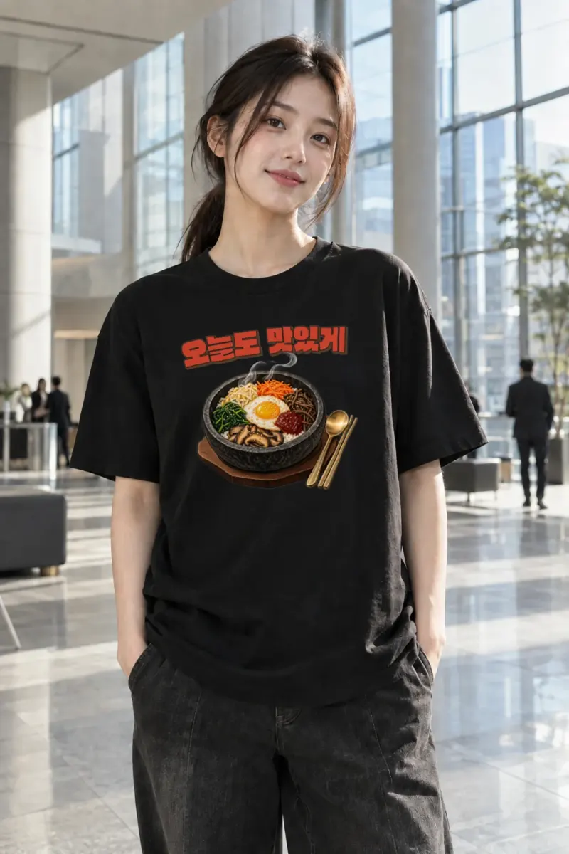 "Bibimbap Woodblock" Heavyweight Unisex Crewneck T-shirt | Gildan 5000
