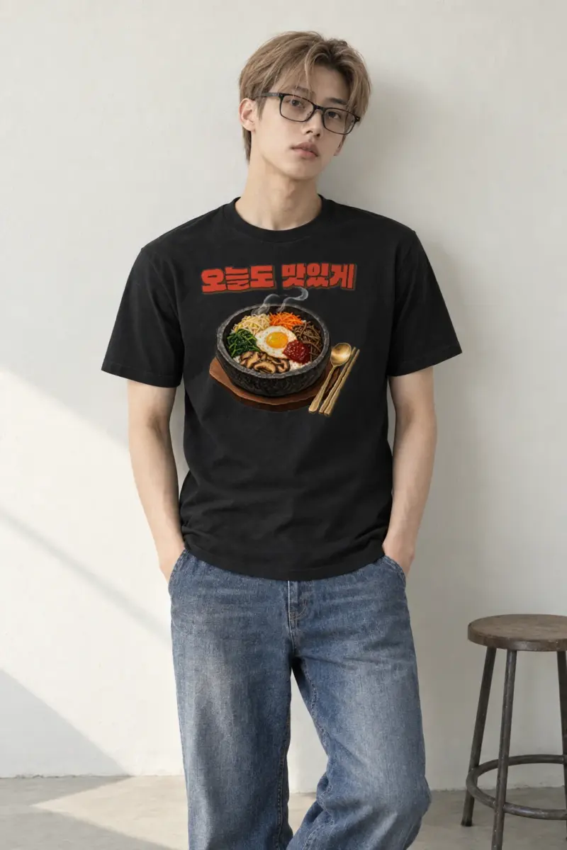 "Bibimbap Woodblock" Heavyweight Unisex Crewneck T-shirt