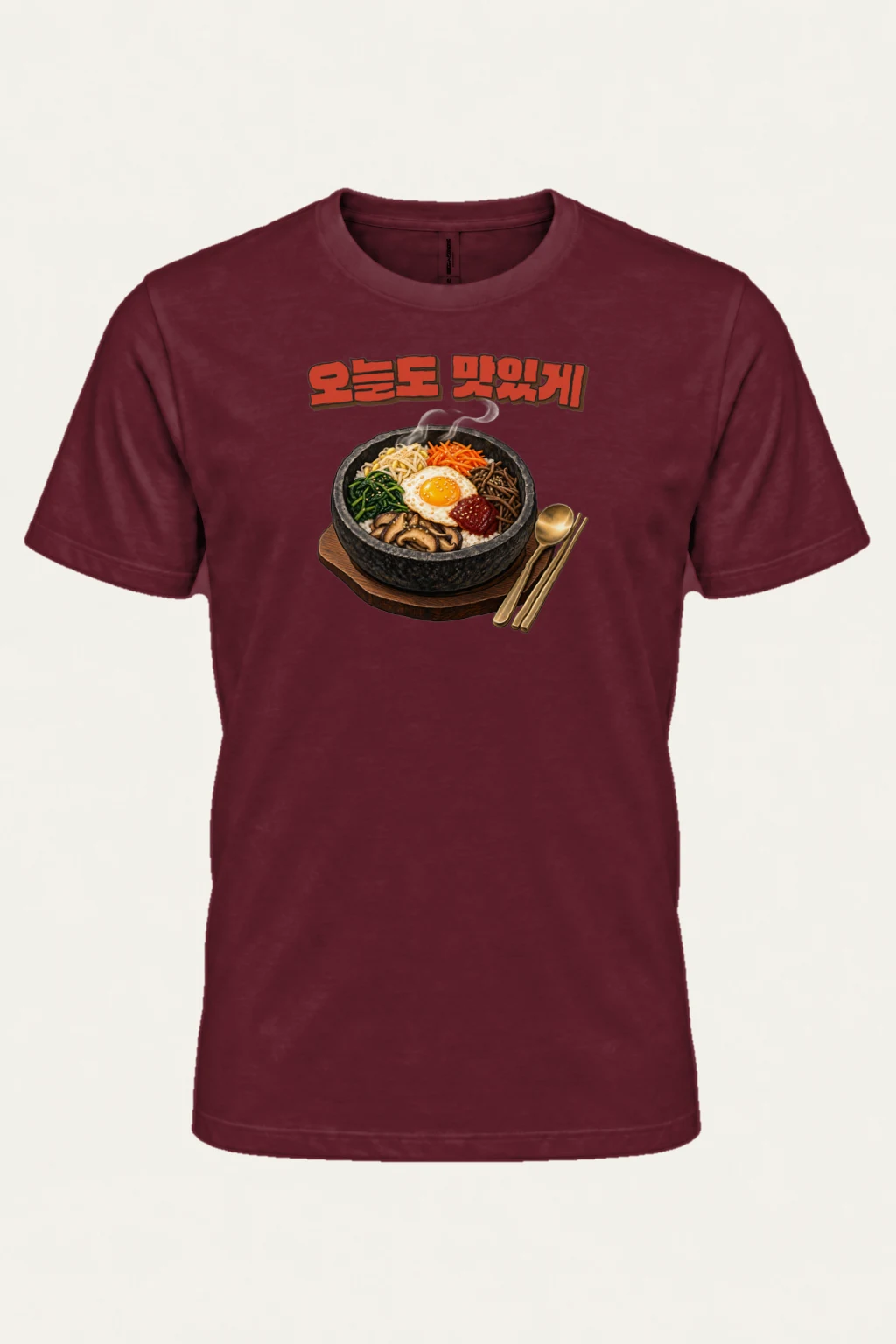 "Bibimbap Woodblock" Heavyweight Unisex Crewneck T-shirt | Gildan 5000