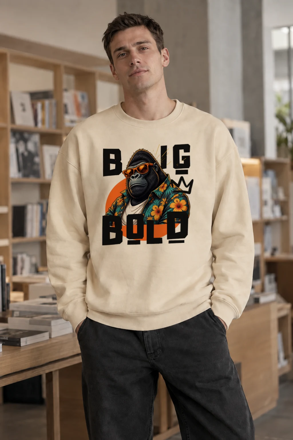 "Big Bold Gorilla" Unisex Sponge Fleece Crewneck Sweatshirt | Bella + Canvas 3901