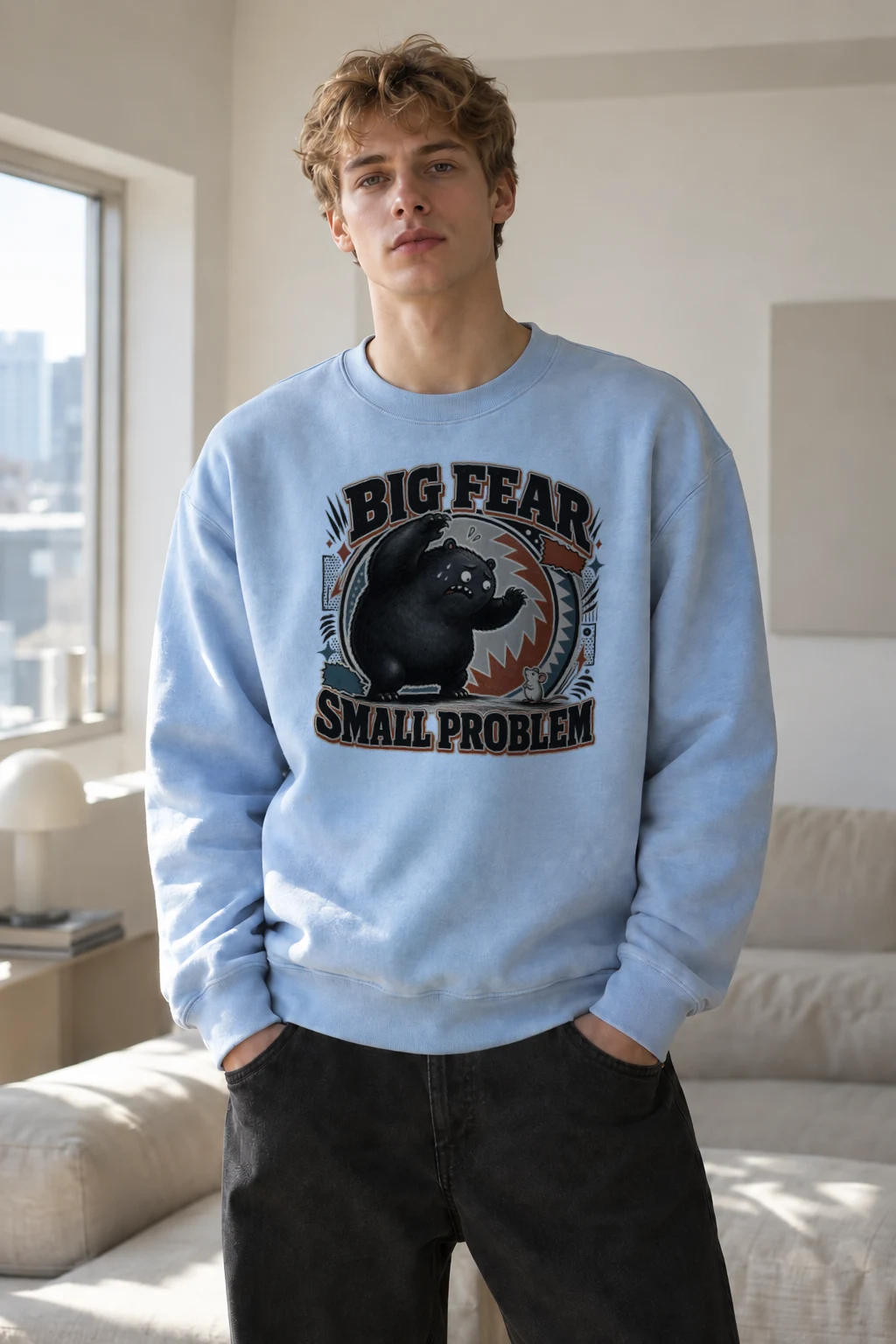 "Big Fear Small Problem" Heavy Blend Unisex Crewneck Sweatshirt | Gildan 18000