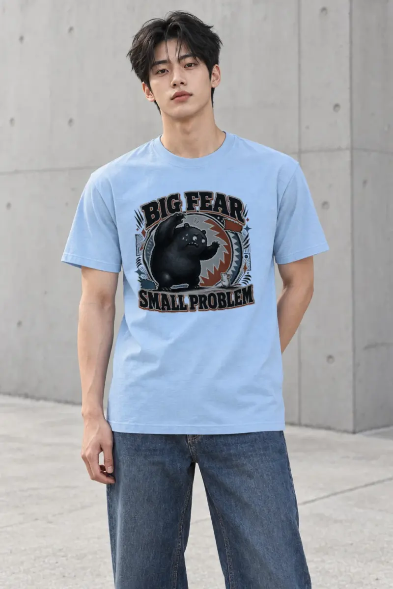 "Big Fear Small Problem" Heavyweight Unisex Crewneck T-shirt | Gildan 5000