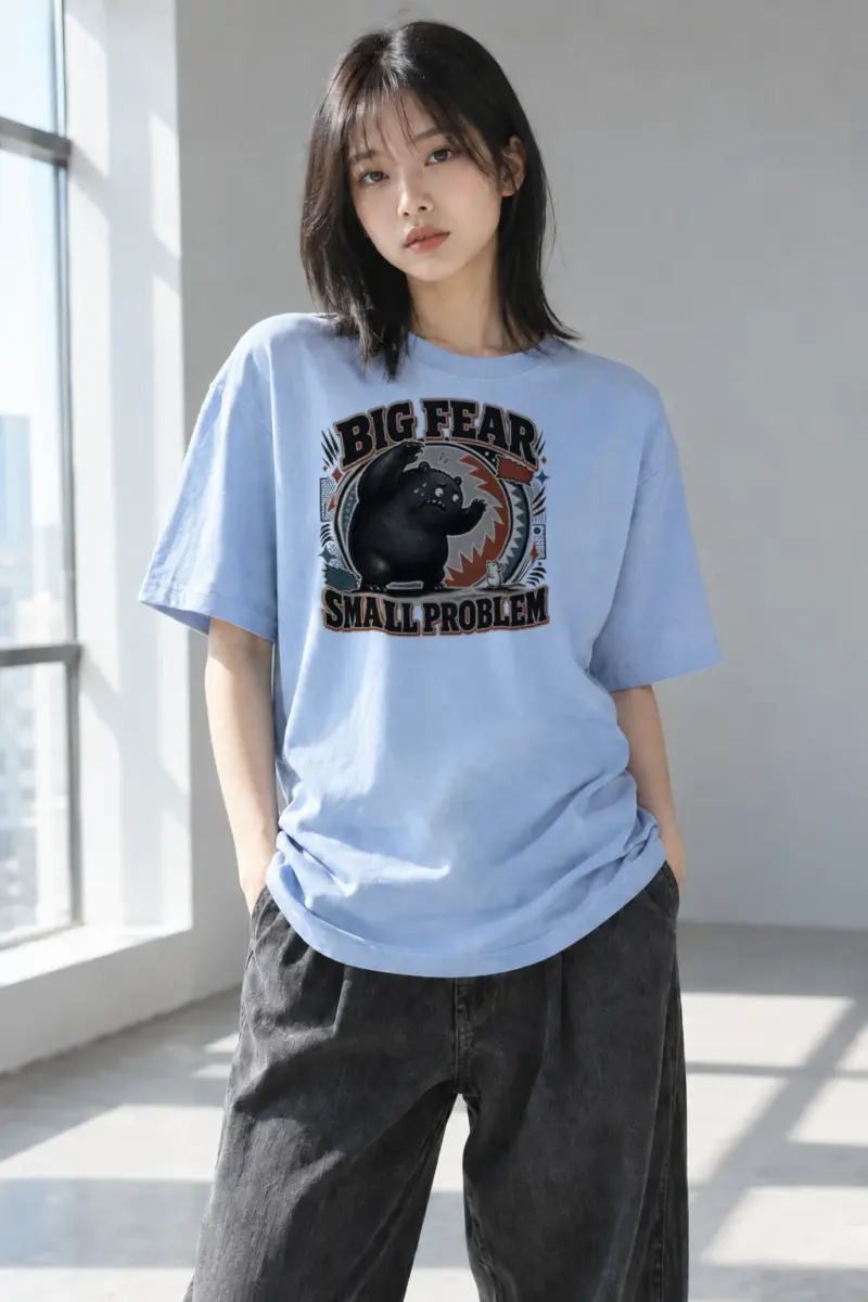"Big Fear Small Problem" Heavyweight Unisex Crewneck T-shirt | Gildan 5000