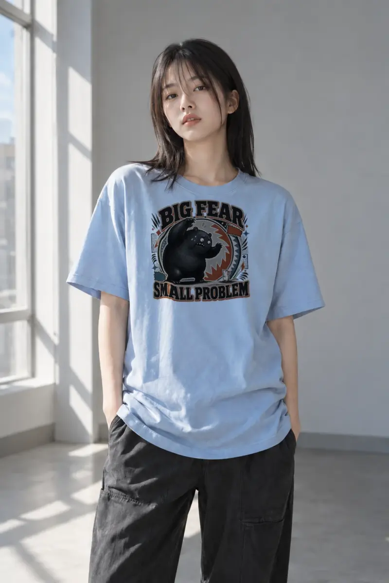 "Big Fear Small Problem" Heavyweight Unisex Crewneck T-shirt | Gildan 5000