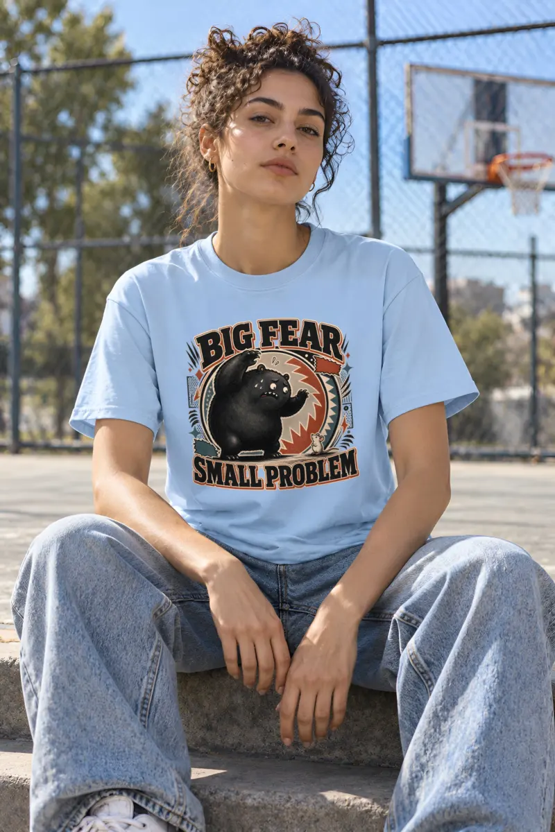 "Big Fear Small Problem" Heavyweight Unisex Crewneck T-shirt