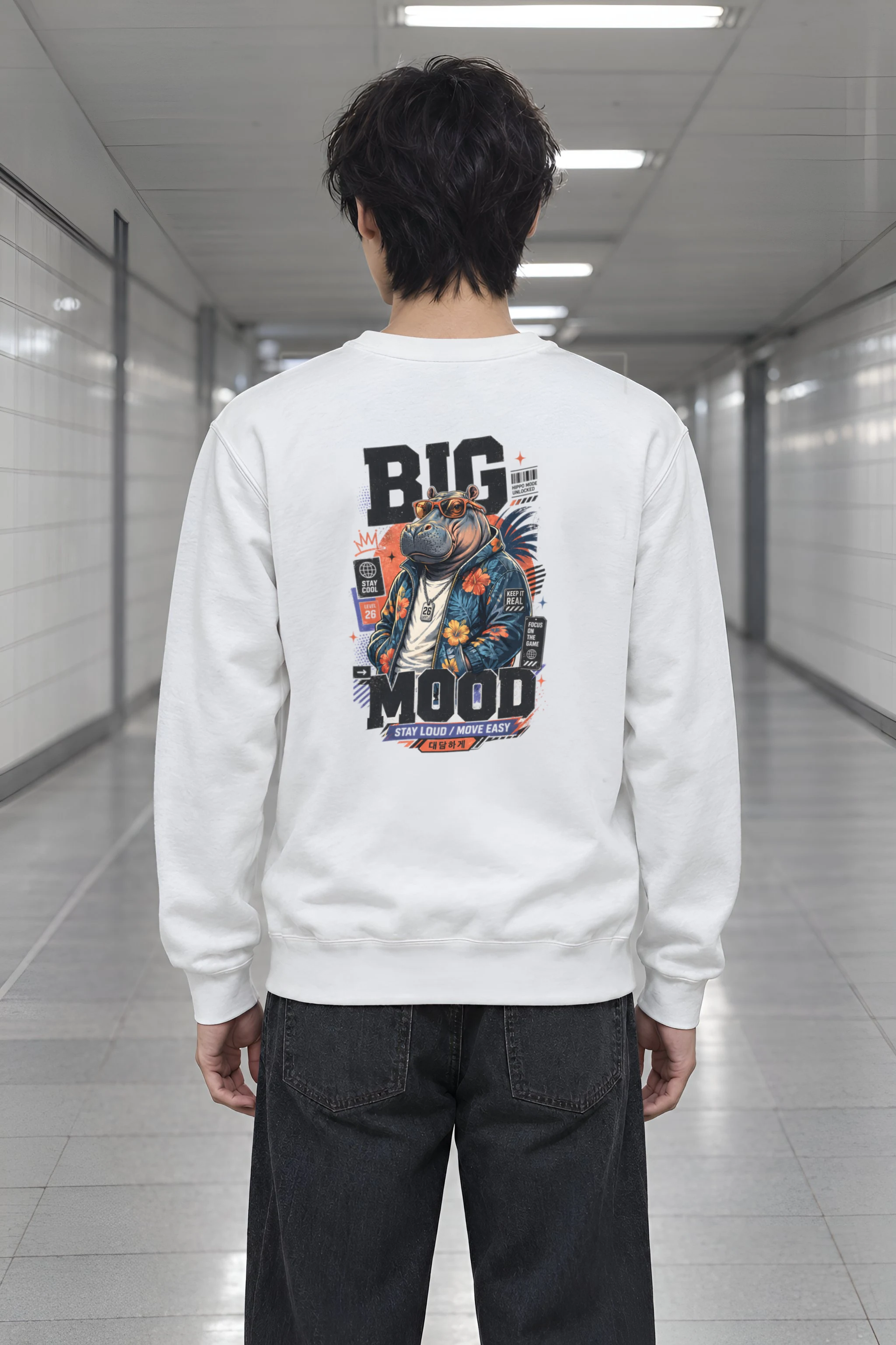 "Big Hippo Mode" Heavy Blend Unisex Crewneck Sweatshirt
