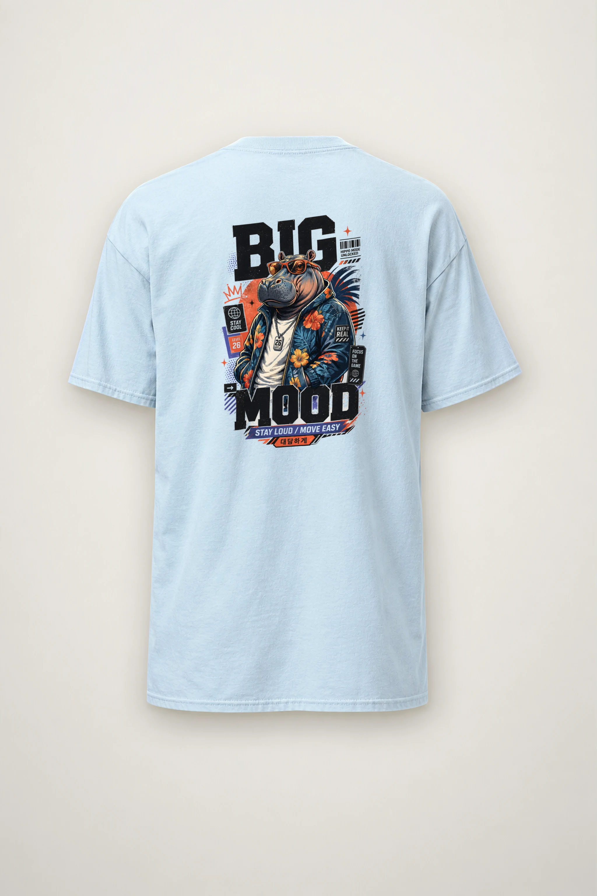 "Big Hippo Mode" Heavyweight Unisex Crewneck T-shirt
