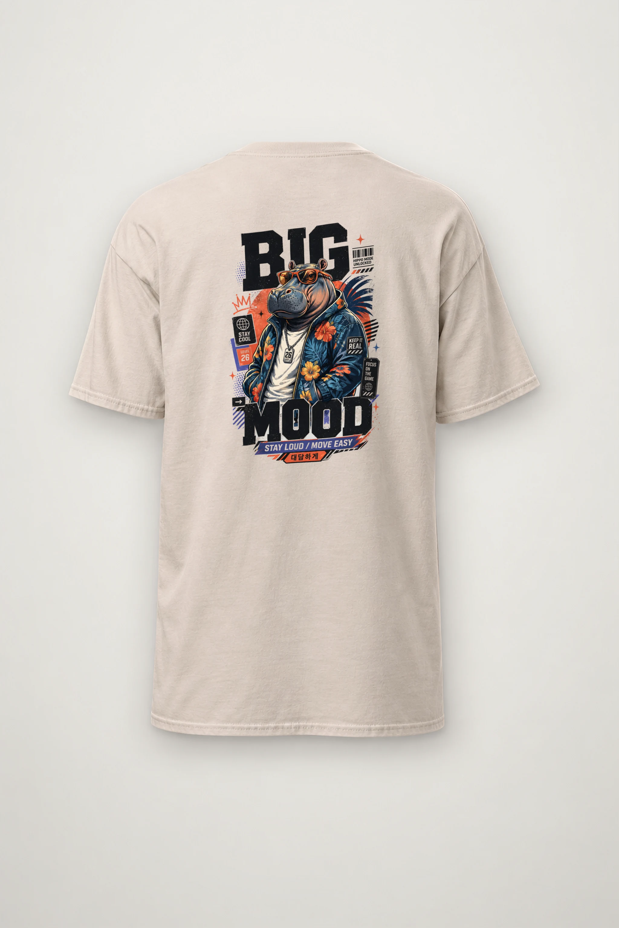 "Big Hippo Mode" Heavyweight Unisex Crewneck T-shirt