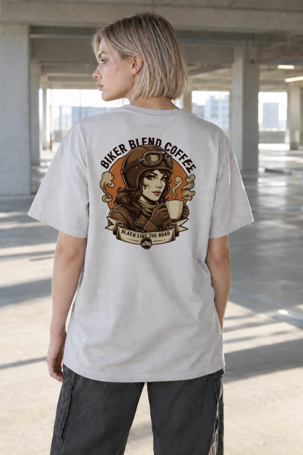 "Biker Blend Coffee" Heavyweight Unisex Crewneck T-shirt | Gildan 5000