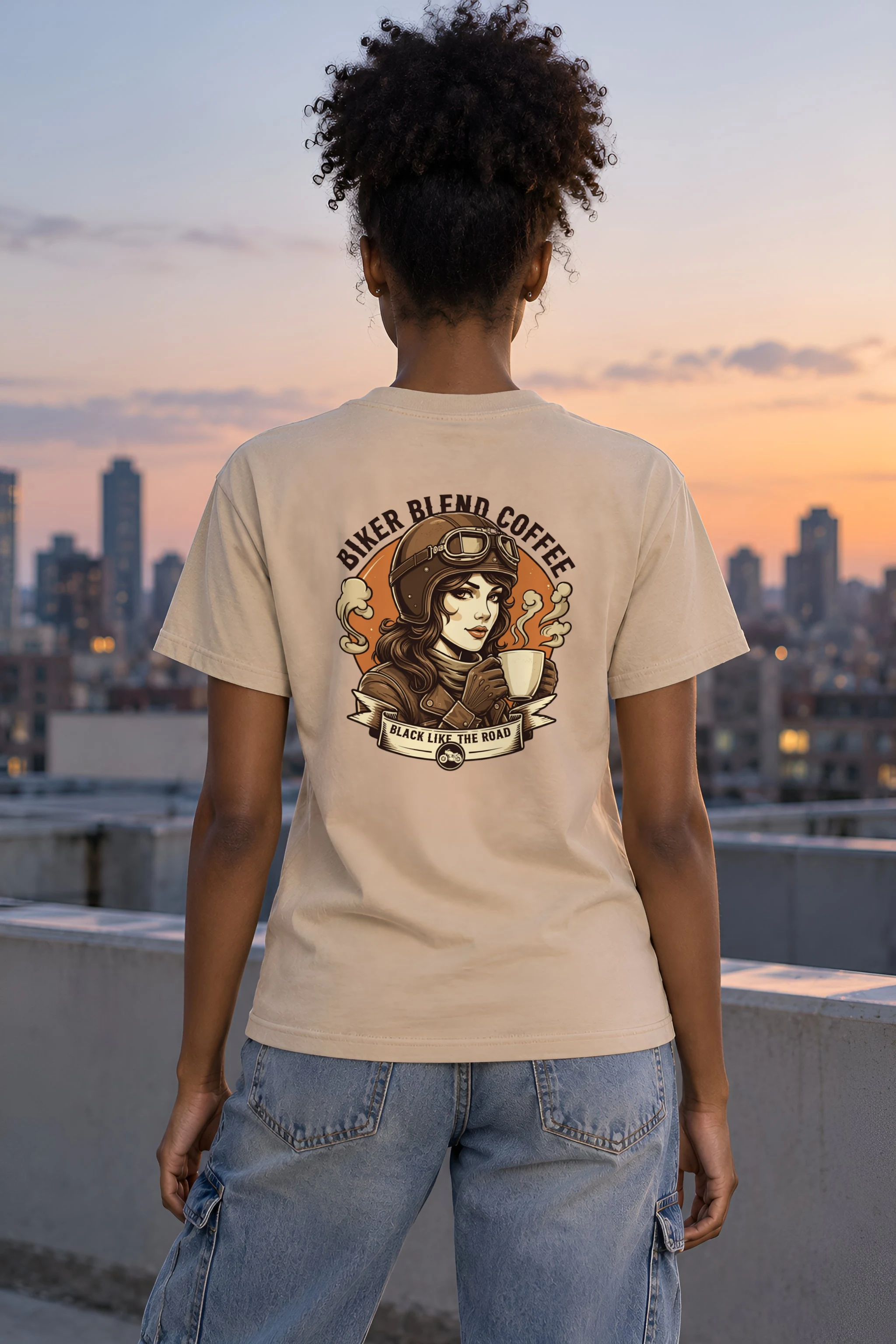 "Biker Blend Coffee" Heavyweight Unisex Crewneck T-shirt
