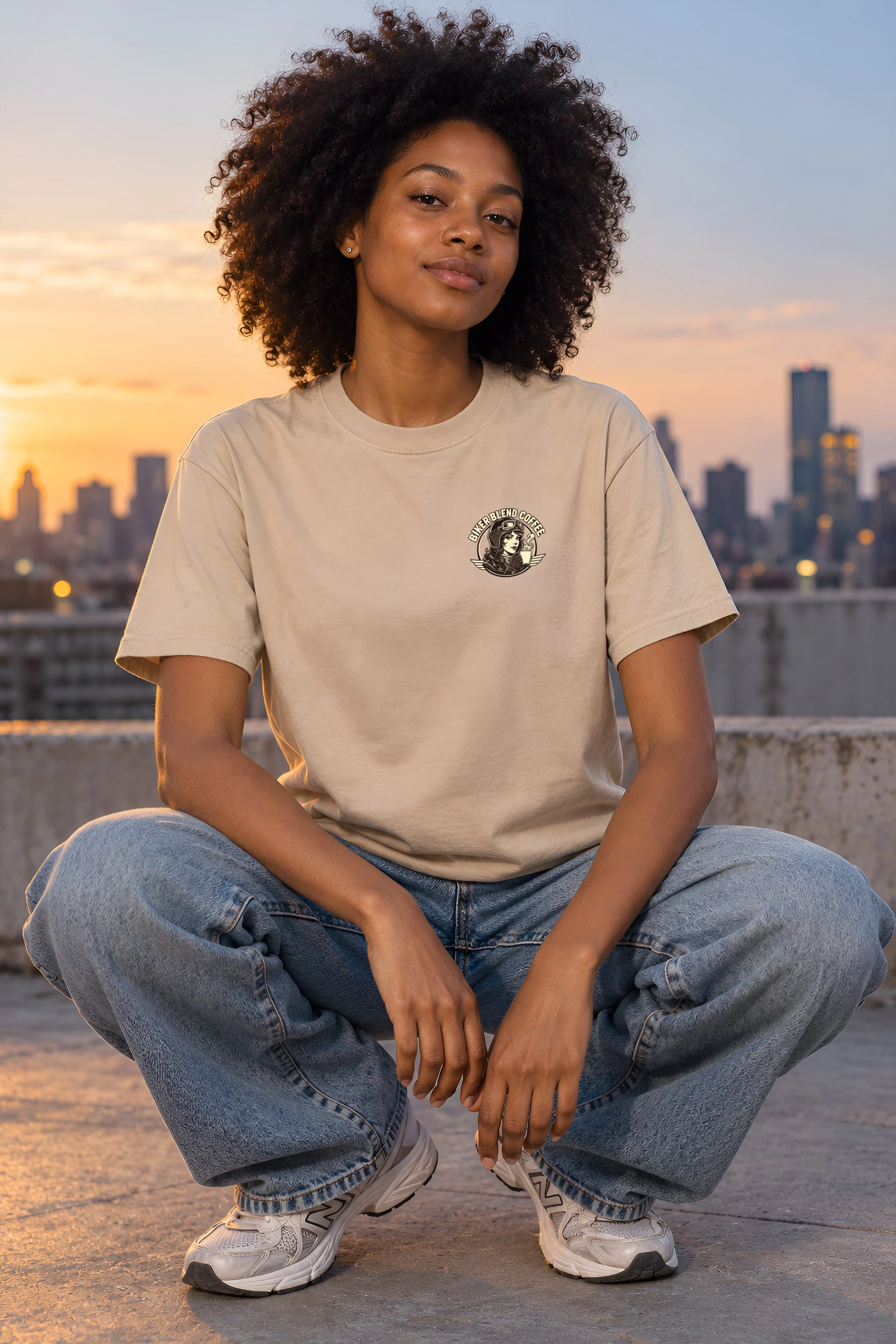 "Biker Blend Coffee" Heavyweight Unisex Crewneck T-shirt