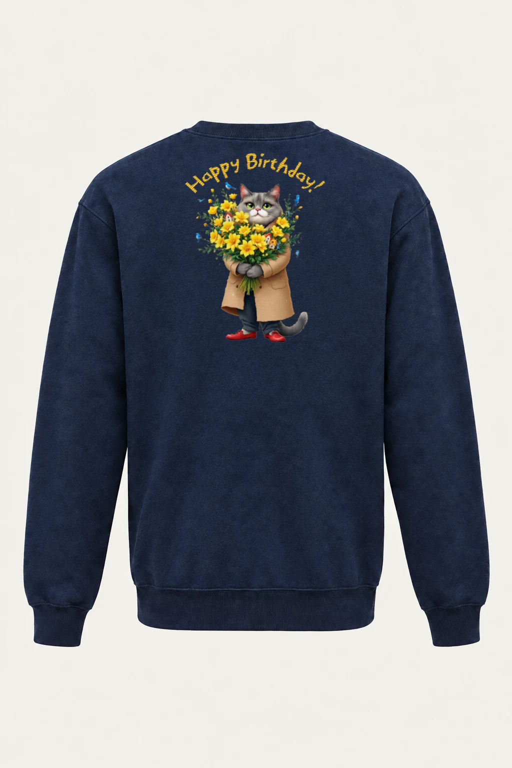 "Birthday Bouquet Cat" Heavy Blend Unisex Crewneck Sweatshirt | Gildan 18000