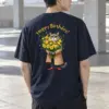 "Birthday Bouquet Cat" Heavyweight Unisex Crewneck T-shirt | Gildan 5000