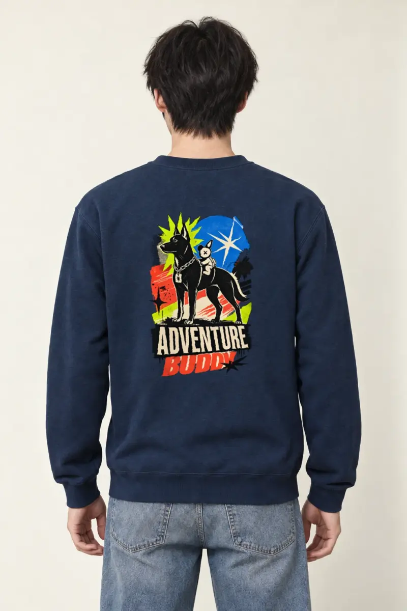 "Black Dog With Rabbit" Heavy Blend Unisex Crewneck Sweatshirt