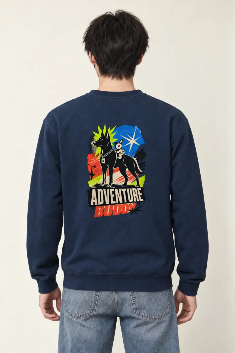 "Black Dog With Rabbit" Heavy Blend Unisex Crewneck Sweatshirt