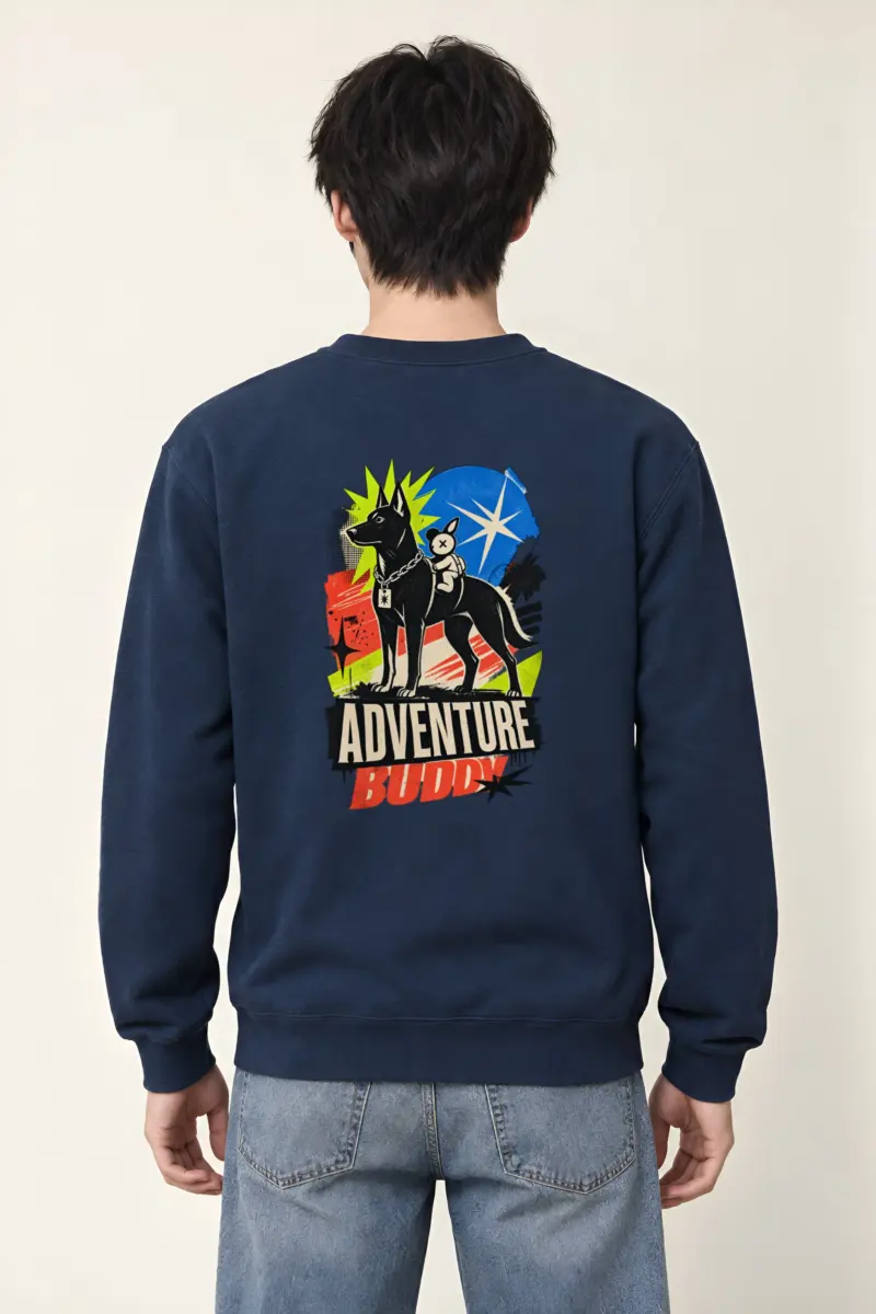 "Black Dog With Rabbit" Heavy Blend Unisex Crewneck Sweatshirt