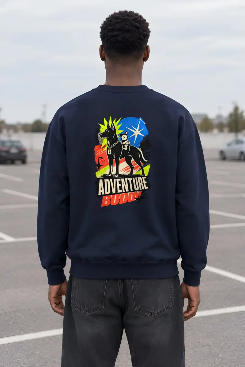 "Black Dog With Rabbit" Heavy Blend Unisex Crewneck Sweatshirt
