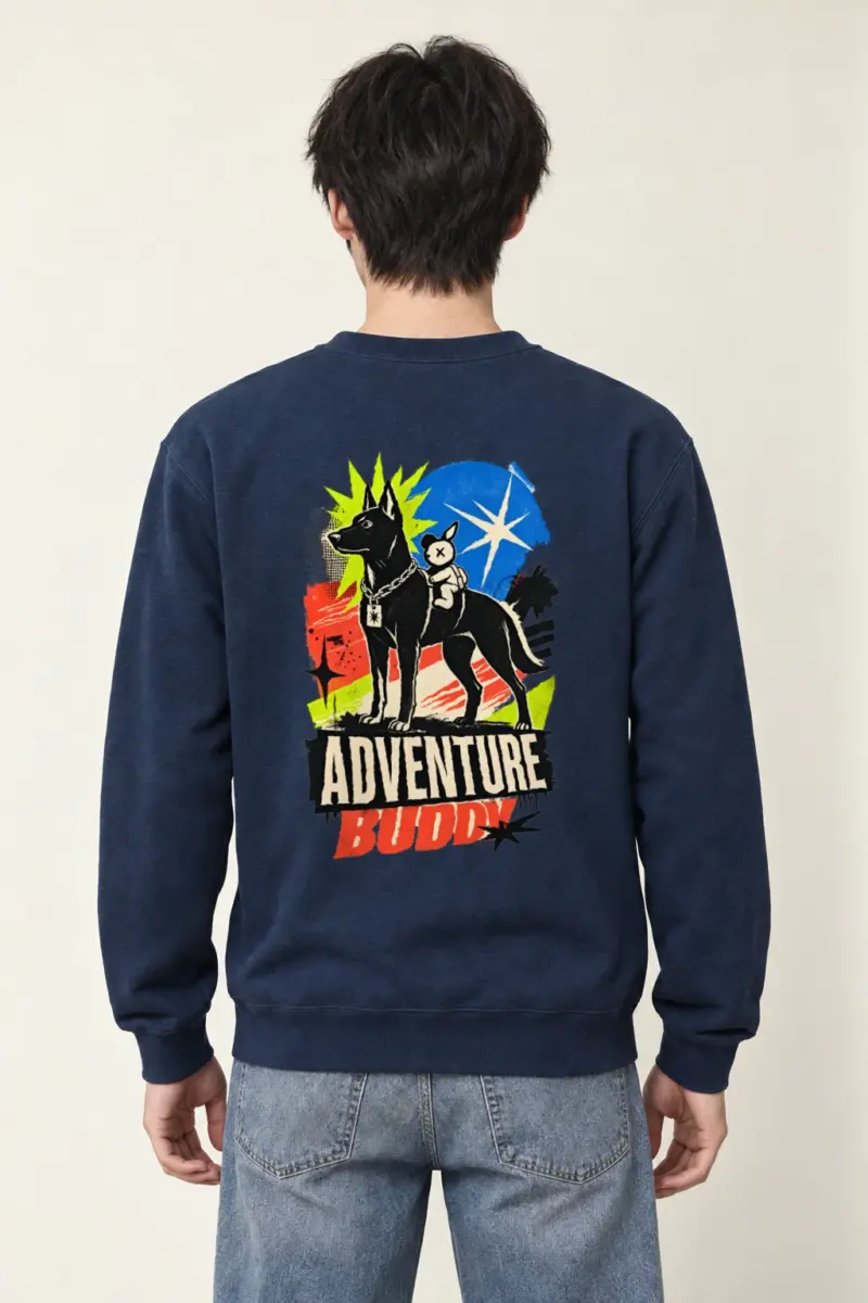 "Black Dog With Rabbit" Heavy Blend Unisex Crewneck Sweatshirt
