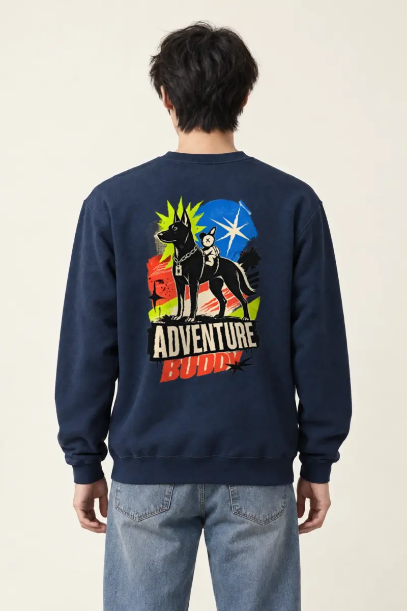 "Black Dog With Rabbit" Heavy Blend Unisex Crewneck Sweatshirt
