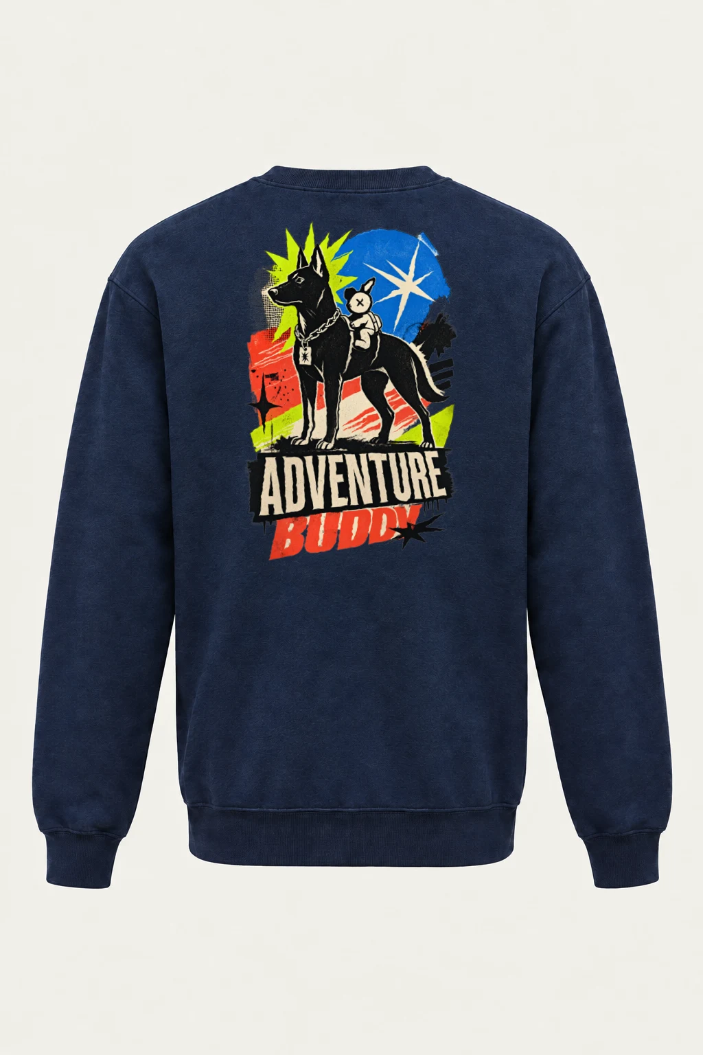 "Black Dog With Rabbit" Heavy Blend Unisex Crewneck Sweatshirt | Gildan 18000
