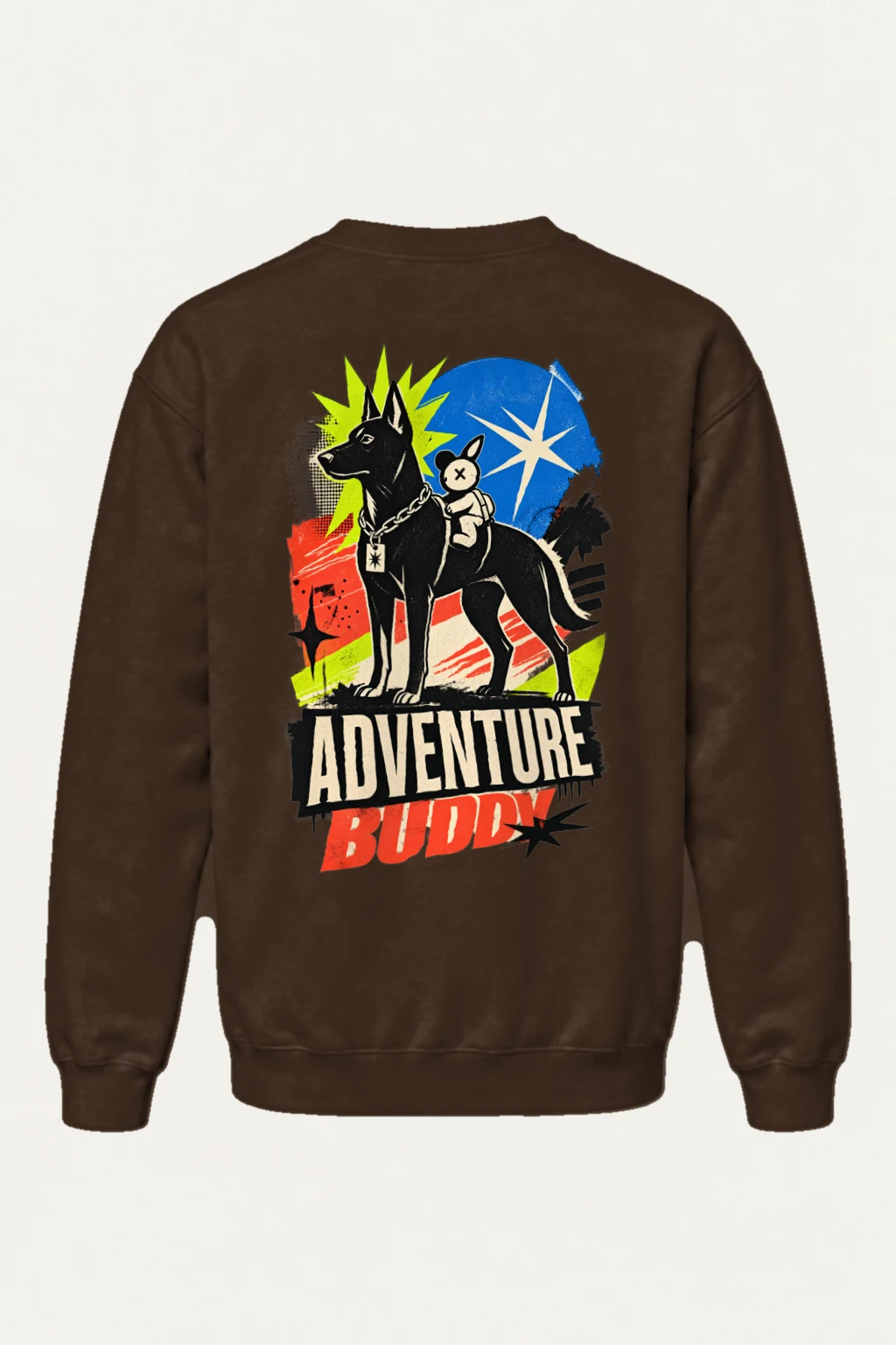 "Black Dog With Rabbit" Heavy Blend Unisex Crewneck Sweatshirt | Gildan 18000