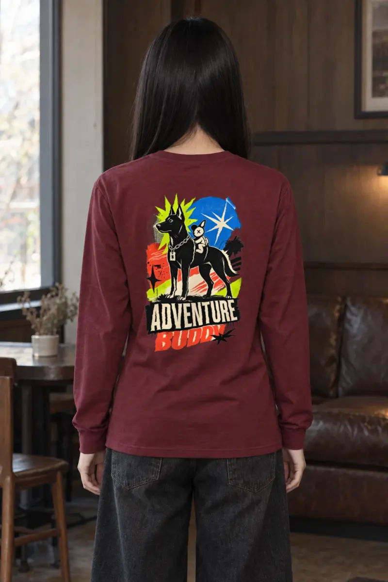 "Black Dog With Rabbit" Unisex Longsleeve T-shirt