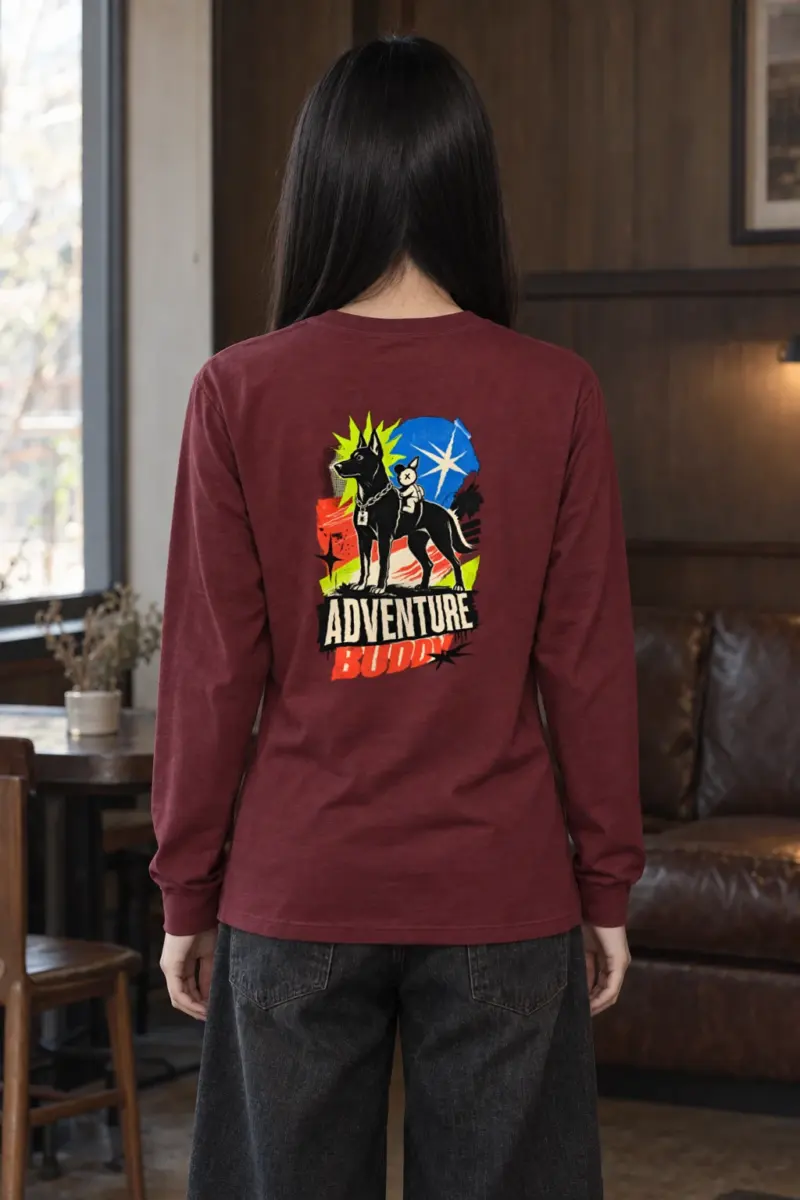 "Black Dog With Rabbit" Unisex Longsleeve T-shirt