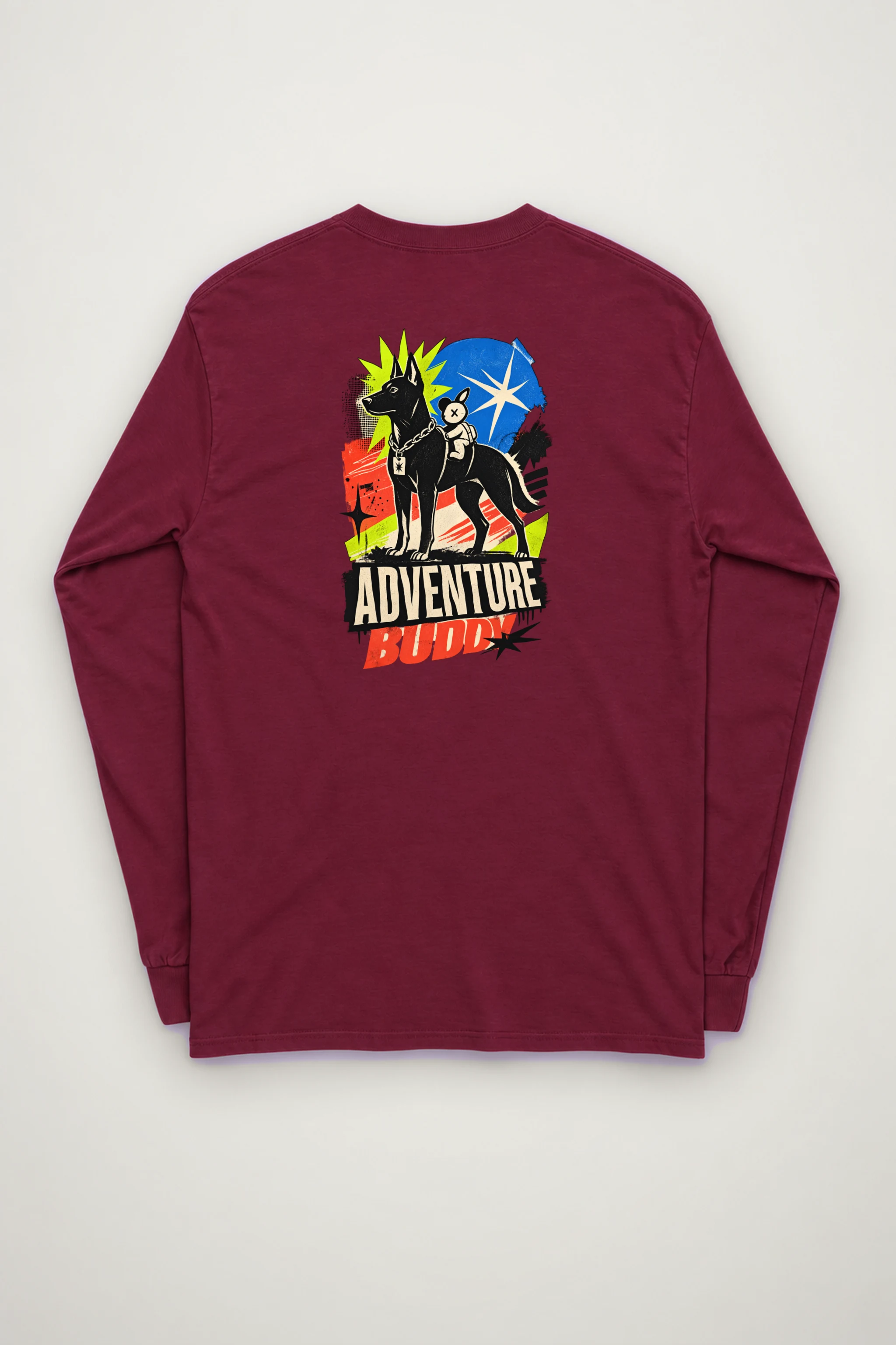 "Black Dog With Rabbit" Unisex Longsleeve T-shirt