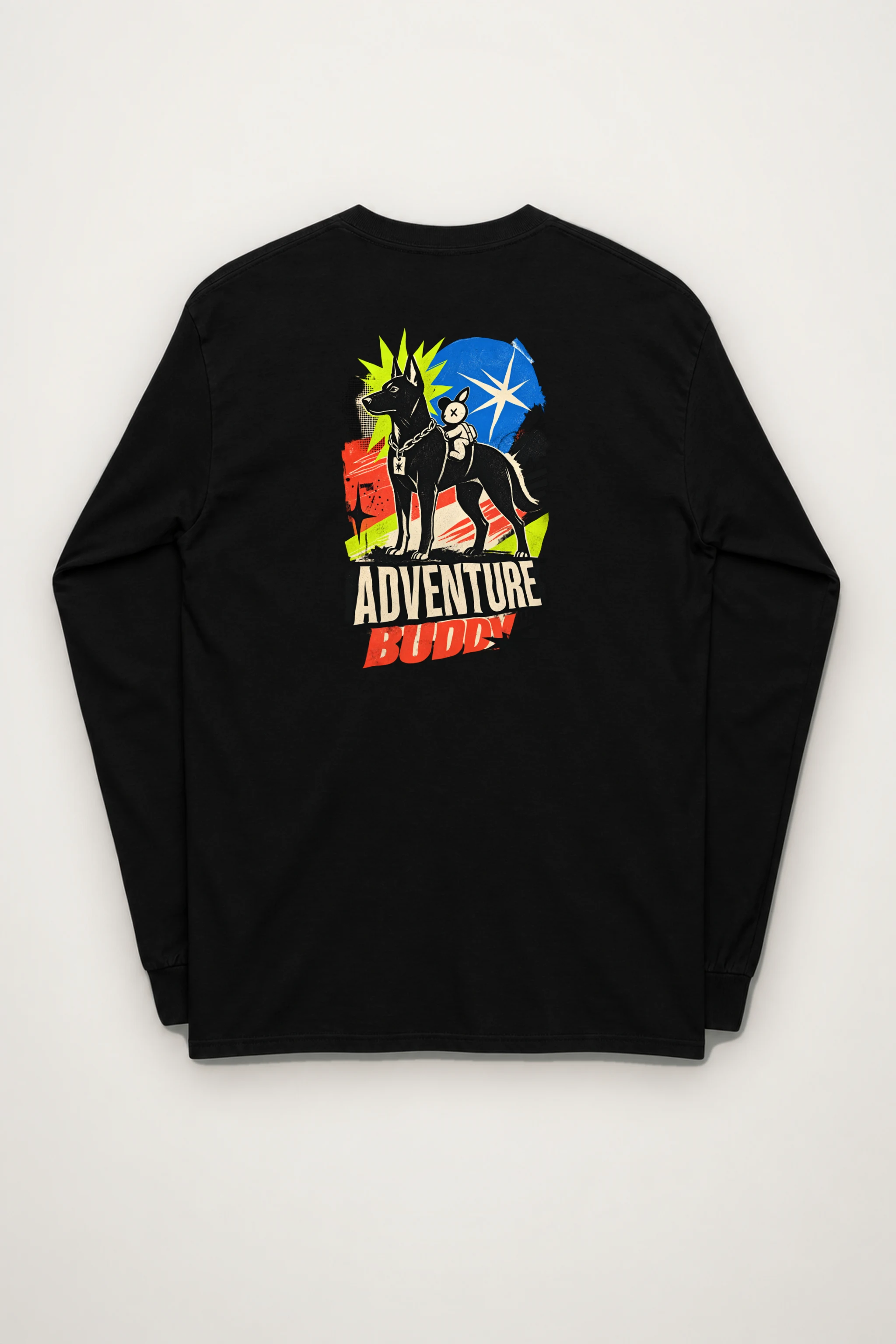 "Black Dog With Rabbit" Unisex Longsleeve T-shirt