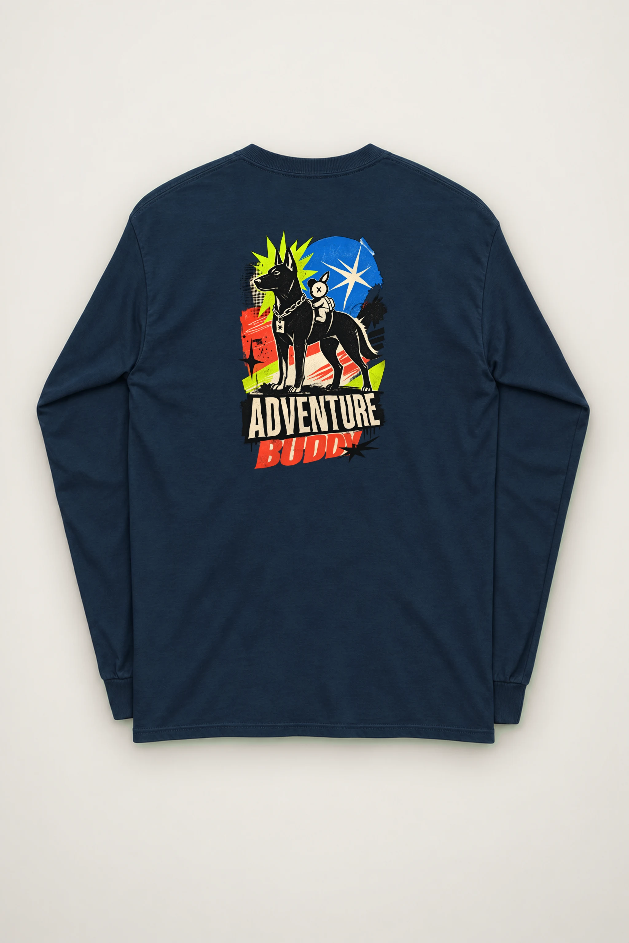 "Black Dog With Rabbit" Unisex Longsleeve T-shirt