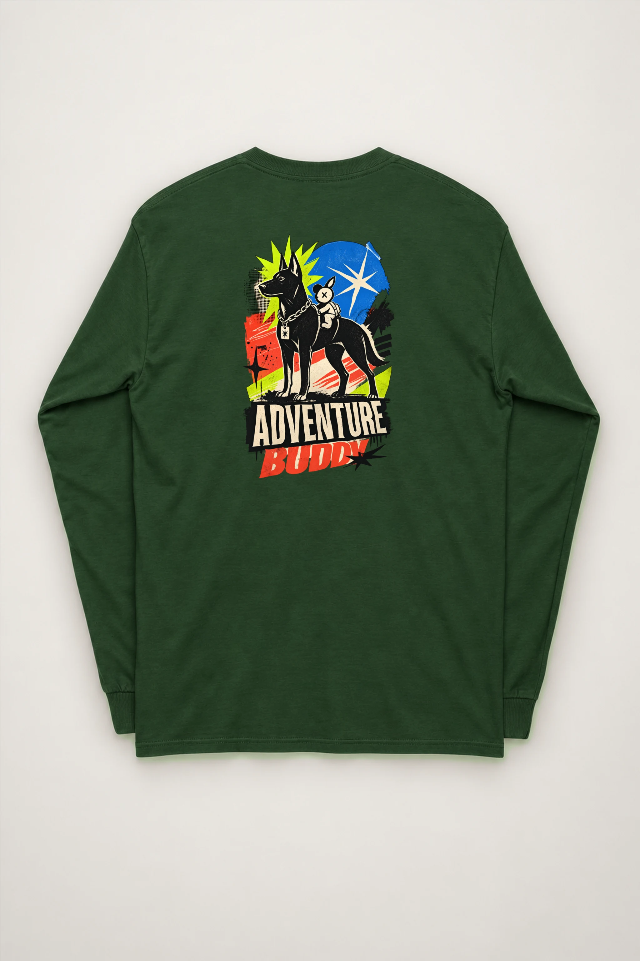 "Black Dog With Rabbit" Unisex Longsleeve T-shirt