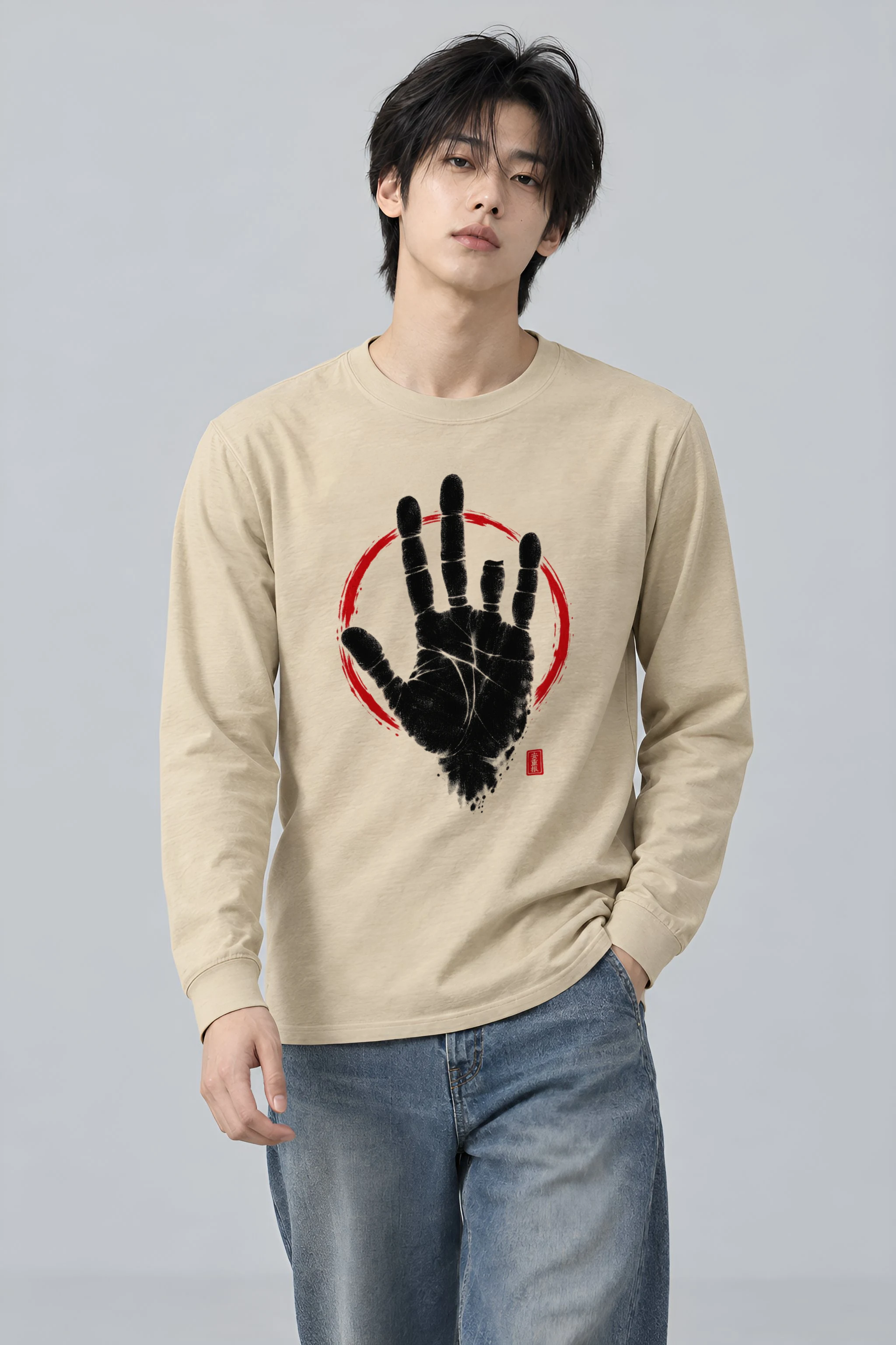 "Black Hand Circle" Unisex Longsleeve T-shirt