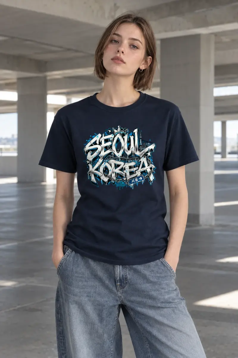 "Seoul Graffiti Chain" Heavyweight Unisex Crewneck T-shirt