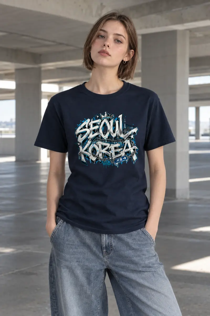 "Seoul Graffiti Chain" Heavyweight Unisex Crewneck T-shirt