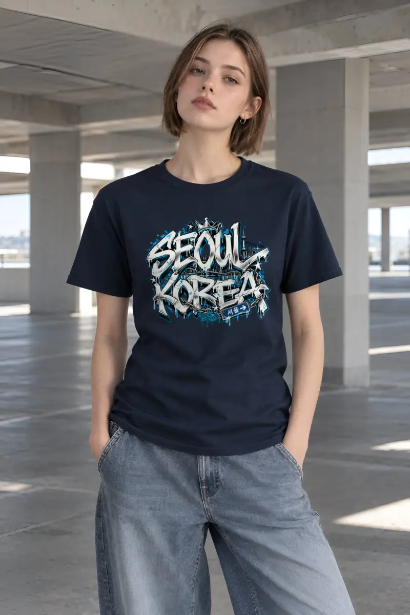 "Seoul Graffiti Chain" Heavyweight Unisex Crewneck T-shirt