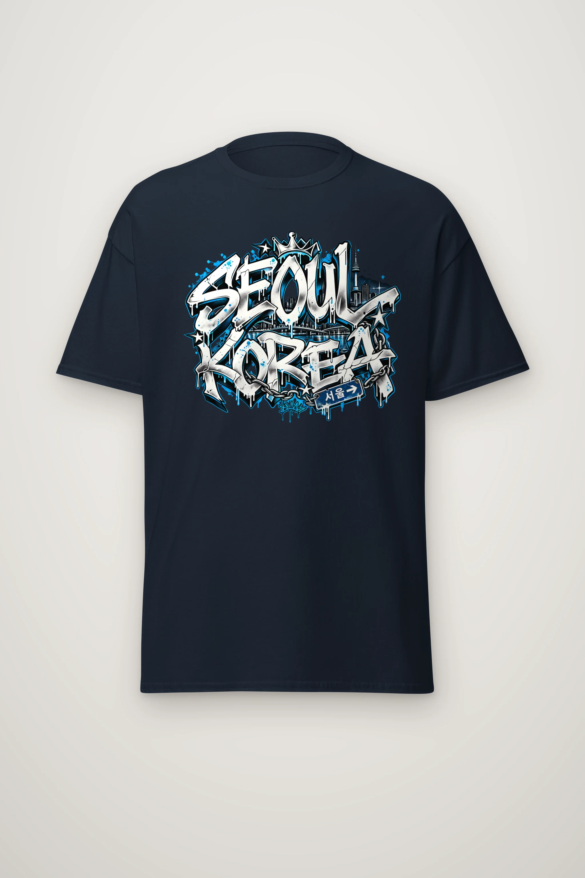 "Seoul Graffiti Chain" Heavyweight Unisex Crewneck T-shirt