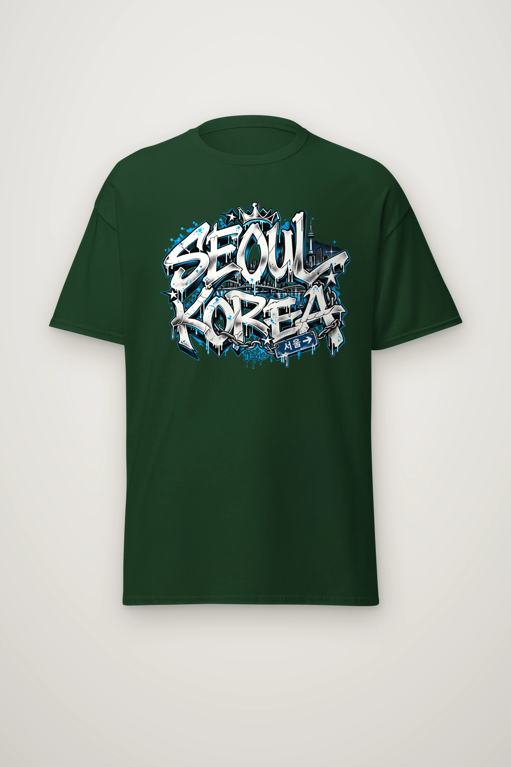 "Seoul Graffiti Chain" Heavyweight Unisex Crewneck T-shirt