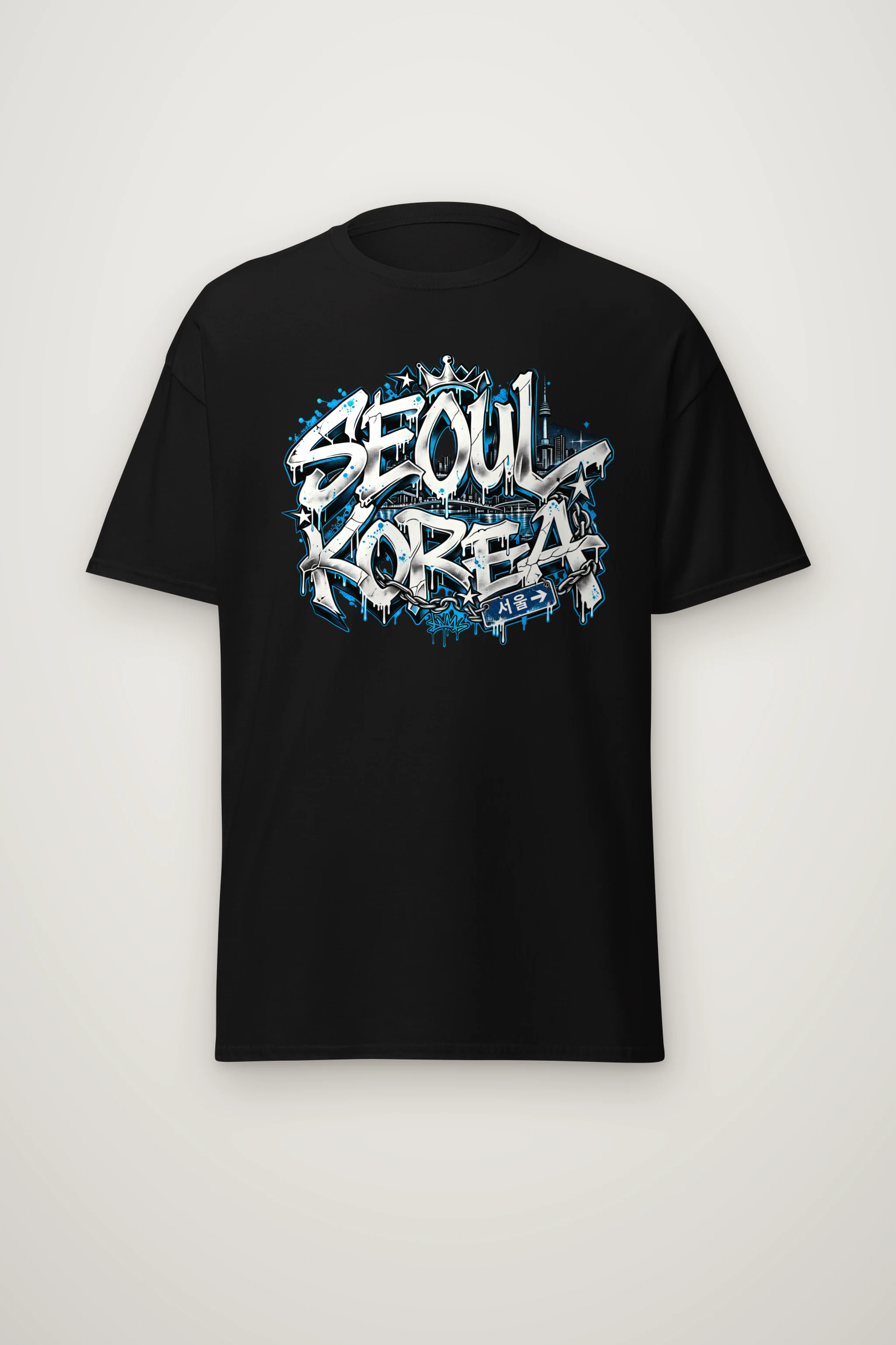 "Seoul Graffiti Chain" Heavyweight Unisex Crewneck T-shirt