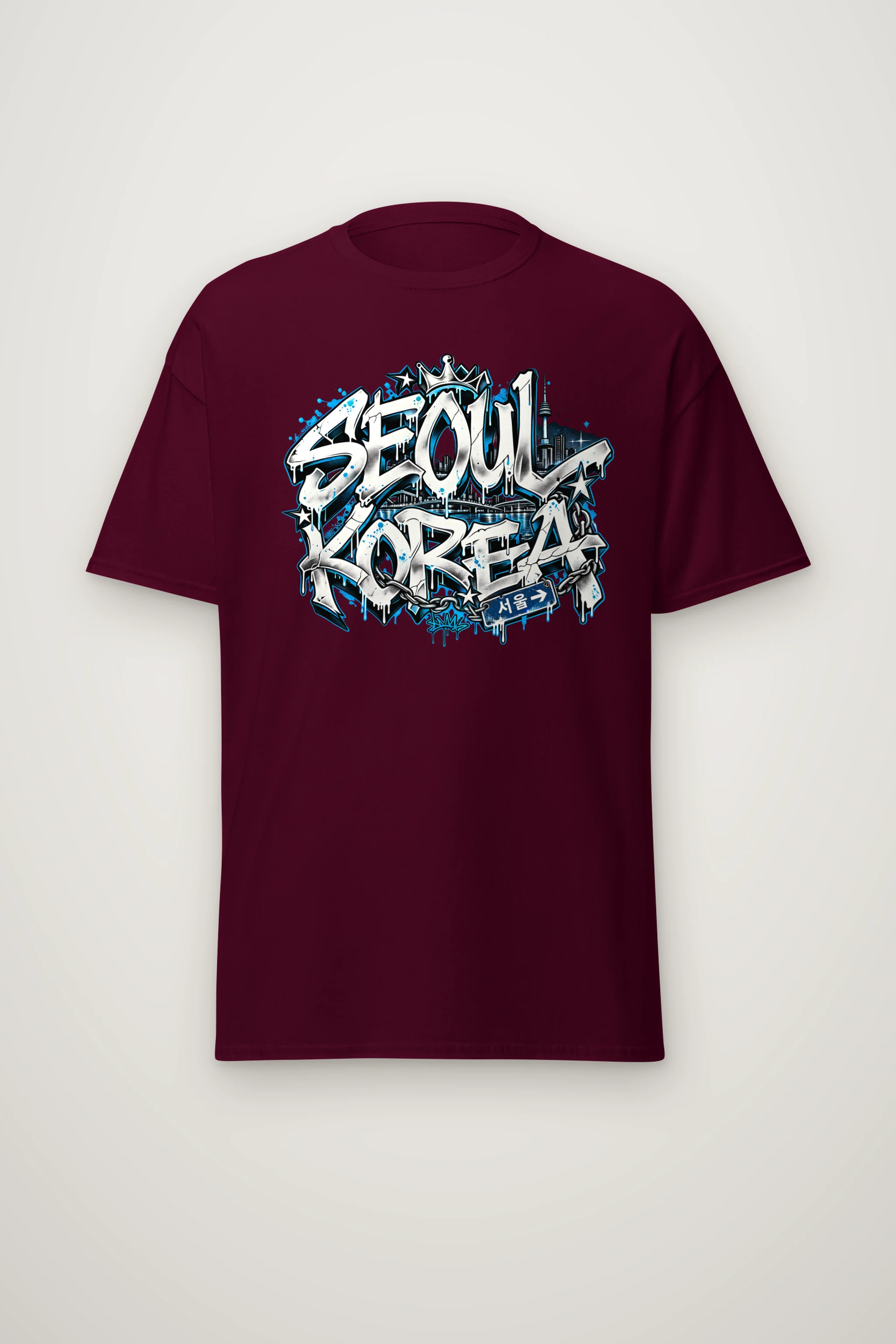 "Seoul Graffiti Chain" Heavyweight Unisex Crewneck T-shirt