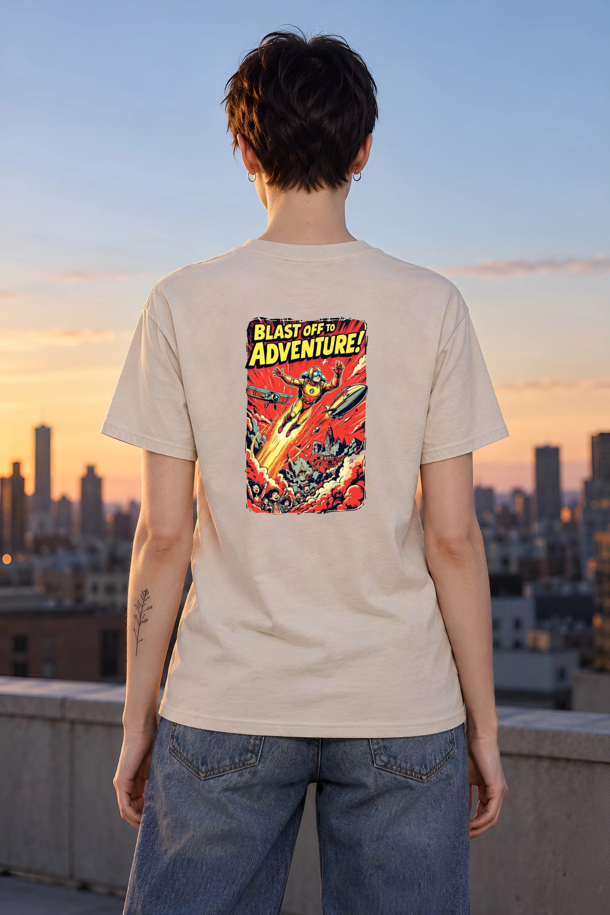 "Blast Off Adventure" Heavyweight Unisex Crewneck T-shirt
