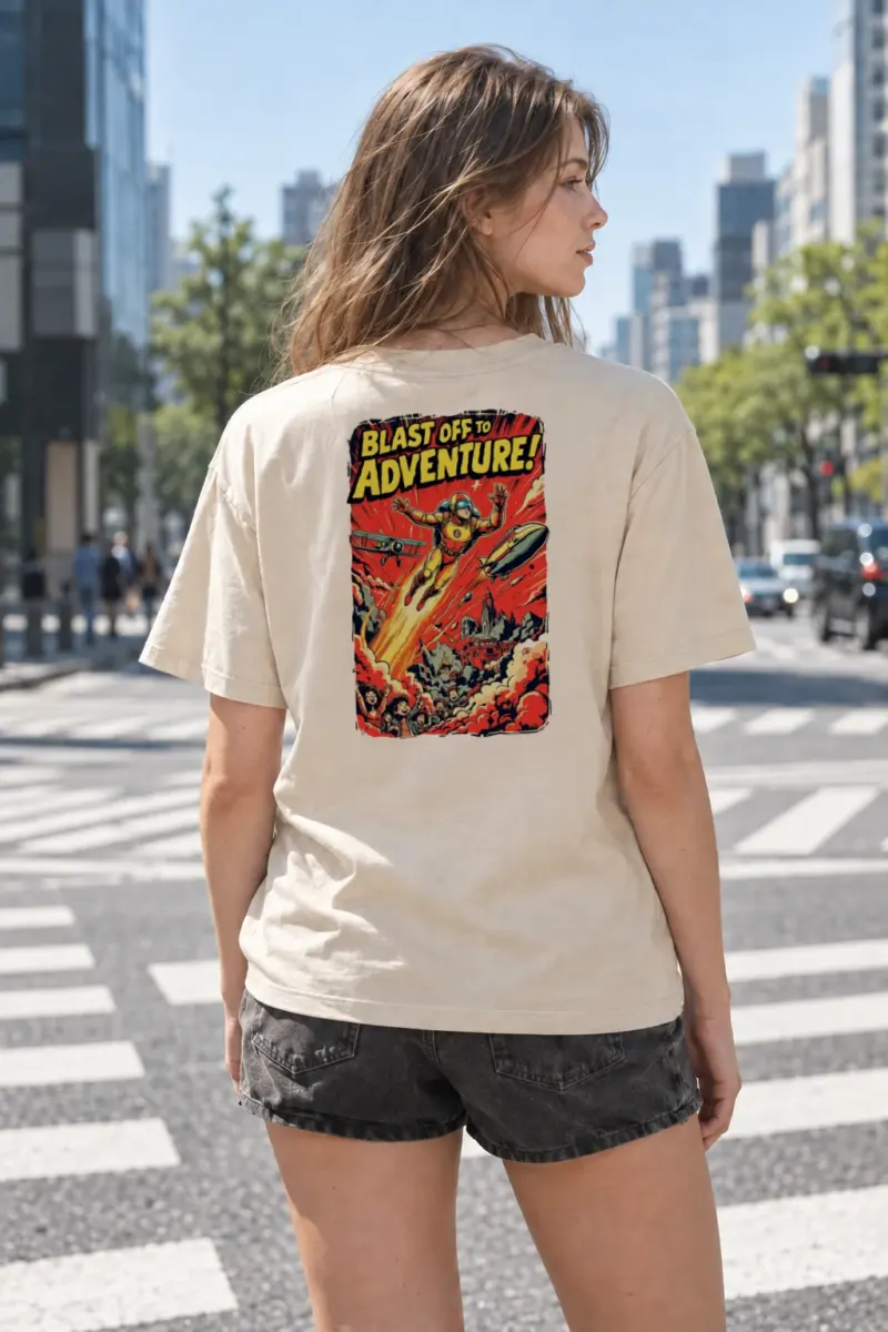 “Blast Off Adventure” Heavyweight Unisex Crewneck T-shirt | Gildan 5000