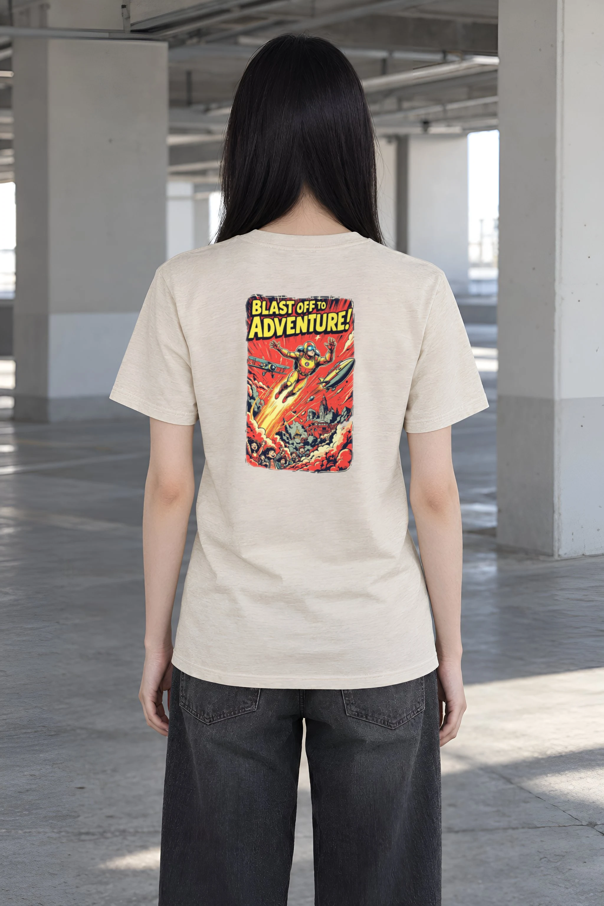 "Blast Off Adventure" Heavyweight Unisex Crewneck T-shirt