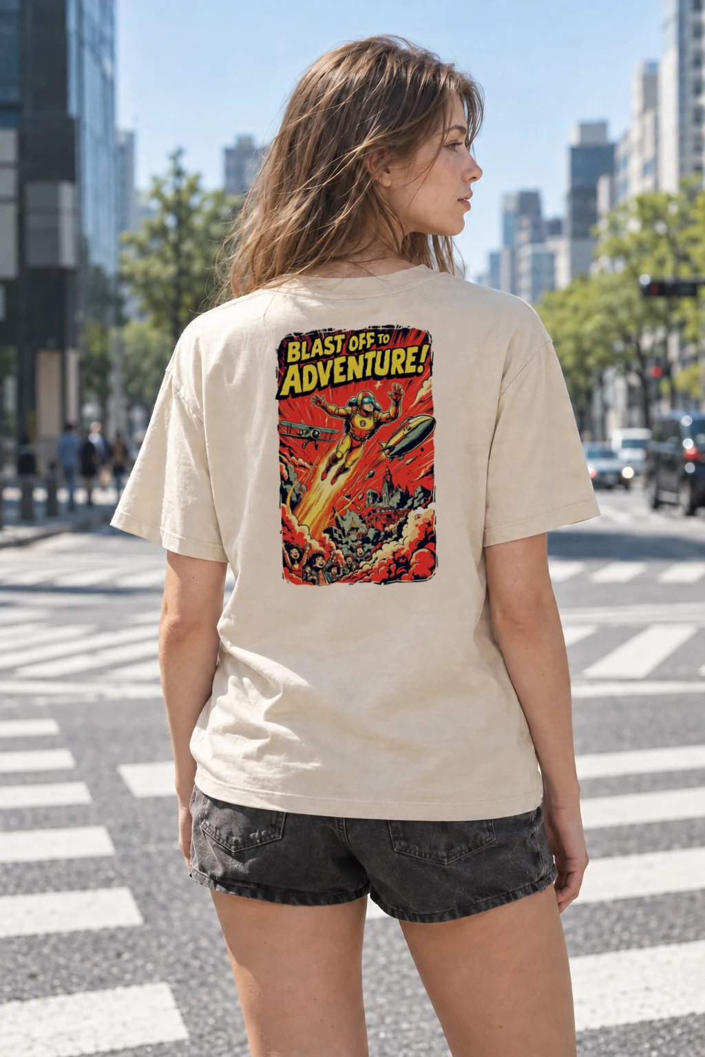 "Blast Off Adventure" Heavyweight Unisex Crewneck T-shirt | Gildan 5000