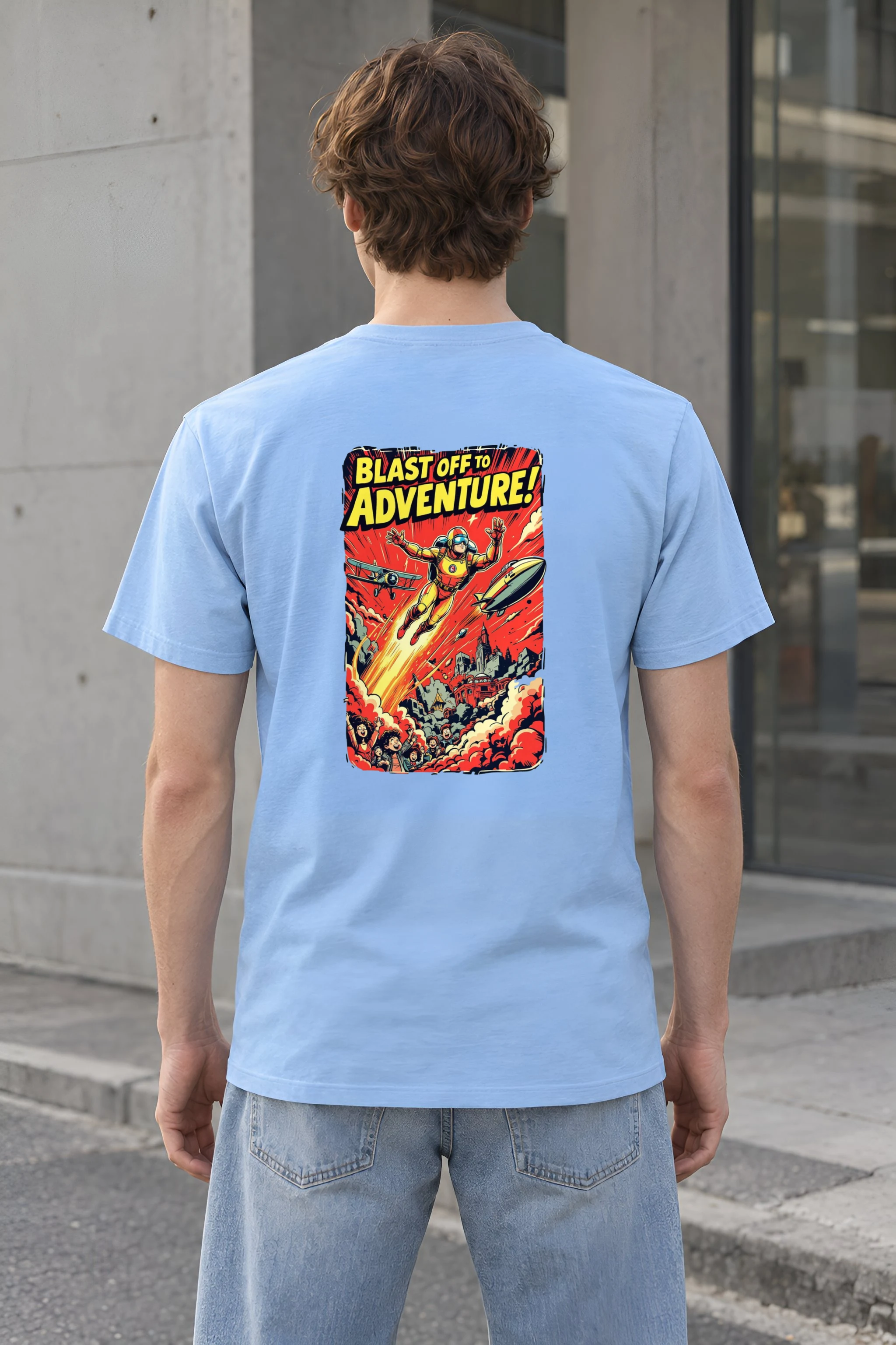 "Blast Off Adventure" Heavyweight Unisex Crewneck T-shirt