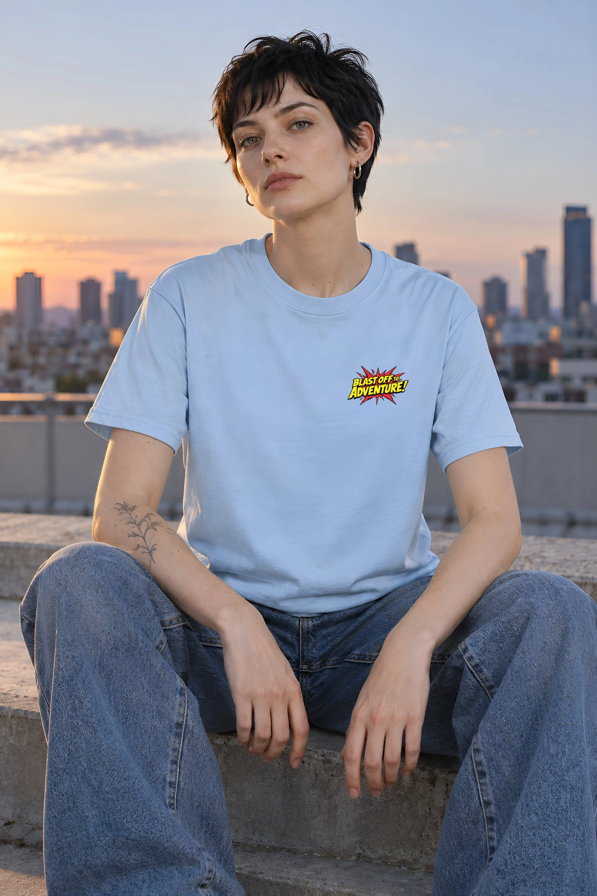 "Blast Off Adventure" Heavyweight Unisex Crewneck T-shirt