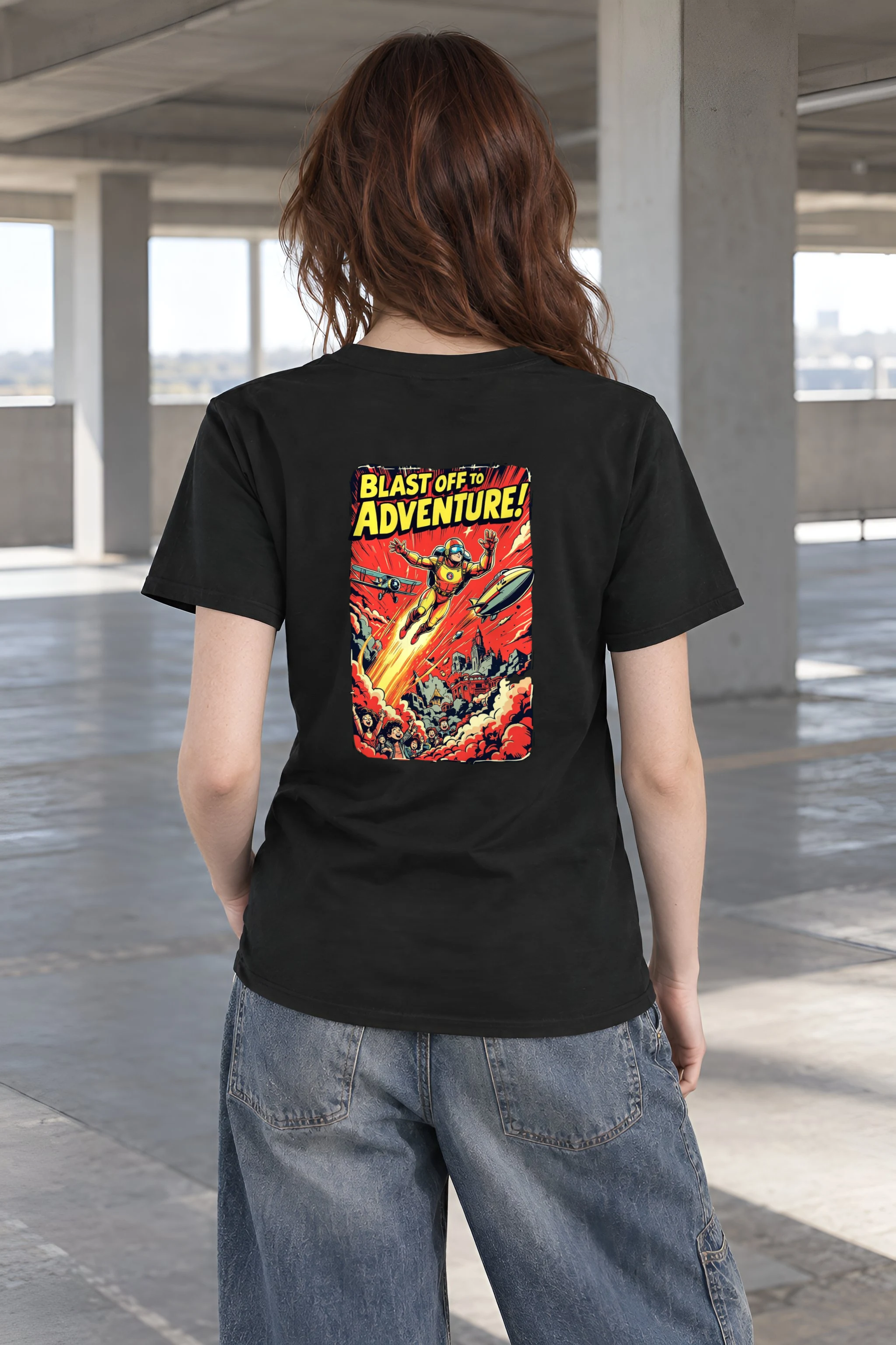 "Blast Off Adventure" Heavyweight Unisex Crewneck T-shirt