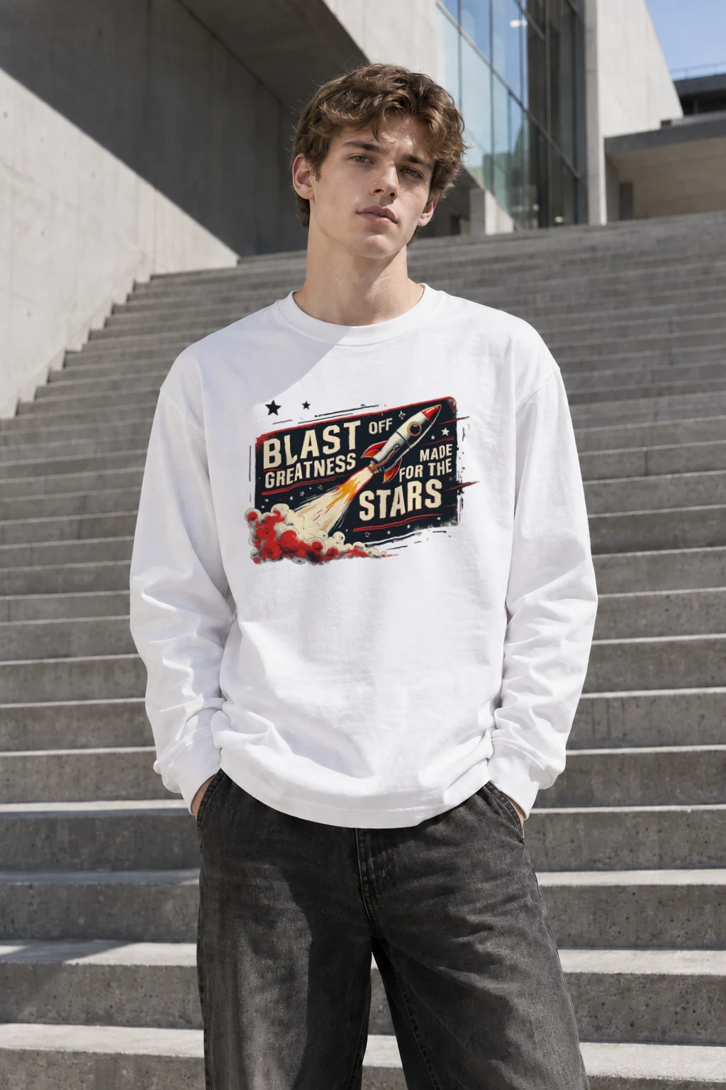 "Blast Off Greatness" Unisex Longsleeve T-shirt | Gildan 2400