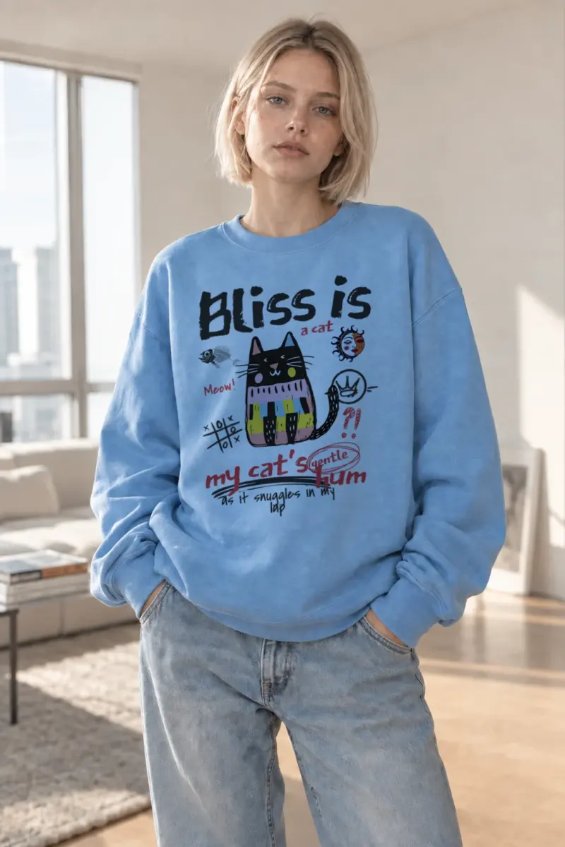 “Bliss Is A Cat” Heavy Blend Unisex Crewneck Sweatshirt | Gildan 18000