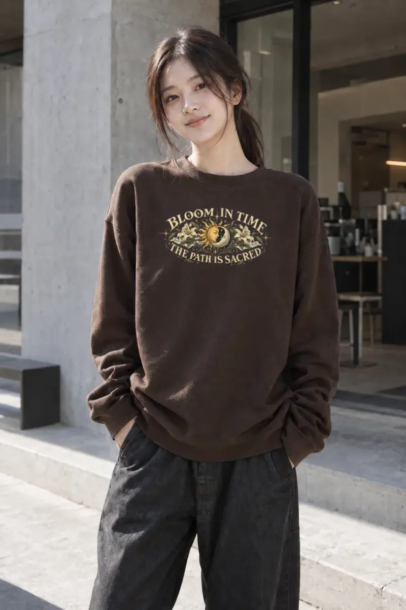 "Bloom In Time" Heavy Blend Unisex Crewneck Sweatshirt | Gildan 18000